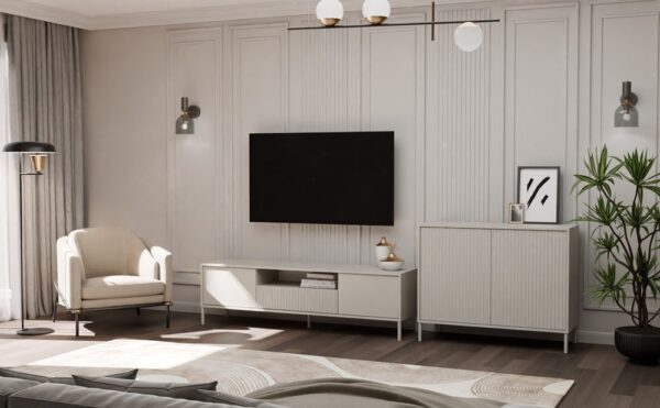 Komoda Kamaro 2D Slim Kaszmir - Ryflowane fronty