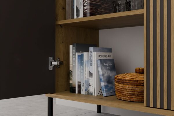 Komoda Kamaro 2D Slim Dąb Artisan - Ryflowany front