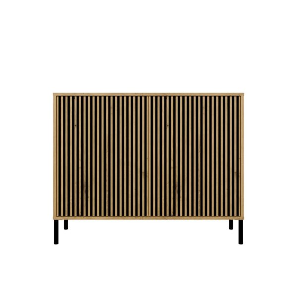 Komoda Kamaro 2D Slim Dąb Artisan - Ryflowane fronty