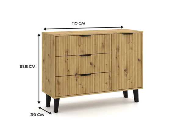 Komoda Scandi 1D3S Slim Dąb Artisan