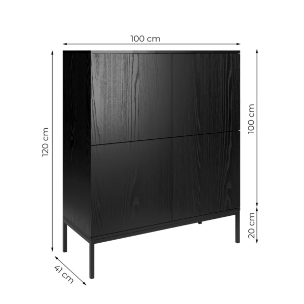 100_3.webp INDUST Komoda Loftowa wysoka 120 cm z drzwiczkami i metalowymi nogami