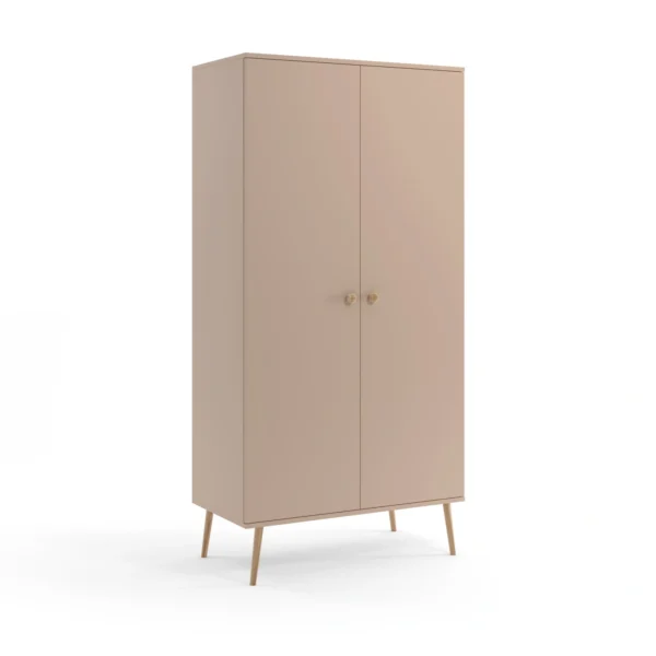 Szafa głęboka BOHO na drewnianych nogach + drążek i 2 półki 202/100/52 - Macchiato