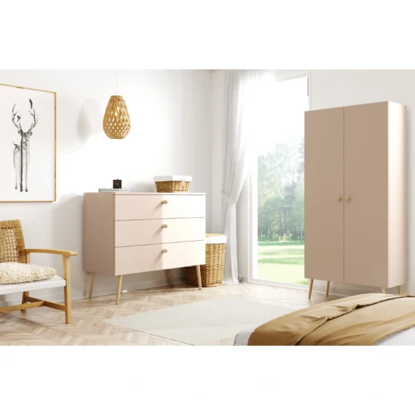 Szafa BOHO na drewnianych nogach + 5 półek 212/87/41 - Macchiato