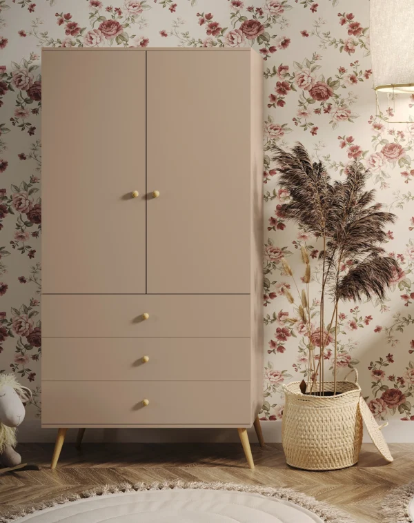 89_5.webp Szafa głęboka BOHO z szufladami i drążkiem na drewnianych nogach 202/100/52 - Macchiato