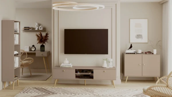 RTV BOHO 170 cm z szufladami na wysokich nogach - Macchiato