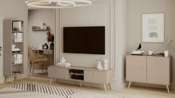 RTV BOHO 170 cm z szufladami na wysokich nogach - Macchiato