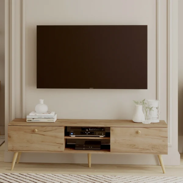 RTV BOHO 170 cm z szufladami na wysokich nogach - Dąb Craft złoty