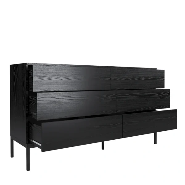 INDUST Komoda Loftowa szeroka 150 cm z 6 szufladami i metalowymi nogami