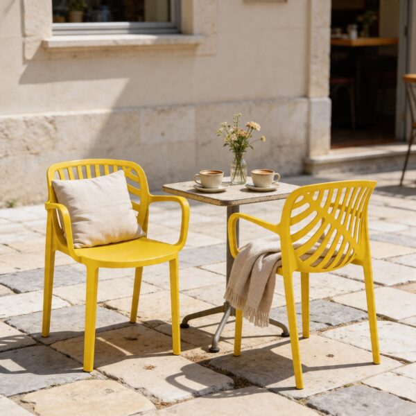 Plastikowe krzesło ogrodowe, uv protection, 79x52,2x55cm, żółty