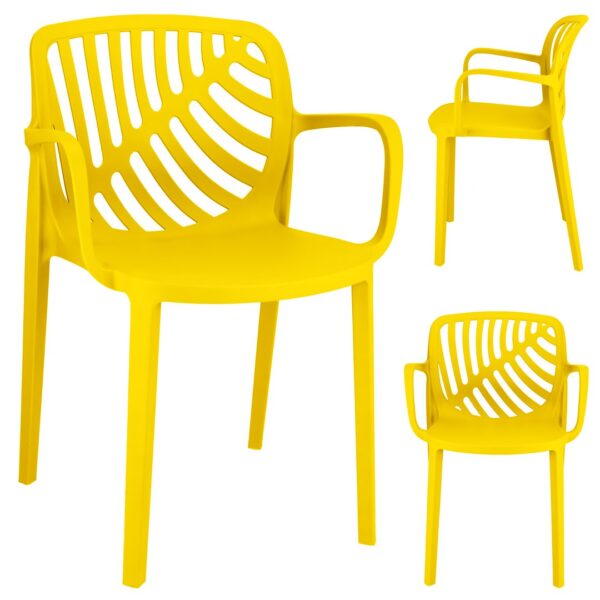 Plastikowe krzesło ogrodowe, uv protection, 79x52,2x55cm, żółty